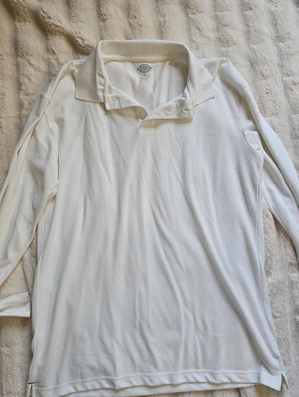 Dickies White Long-Sleeve Polo Shirt